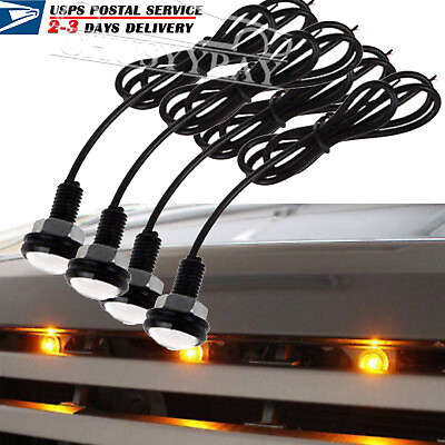 #ad 4pcs Amber Grille LED Truck SUV Running Light Marker Kit For Ford SVT Raptor $8.99