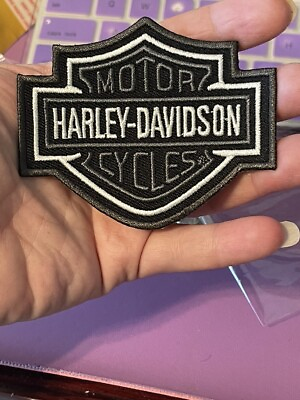 #ad Harley Davidson iron on patch black white $5.99