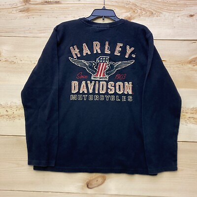 #ad #ad Harley Davidson Shirt Mens Medium Black Long Sleeve Knit Motorcycle Biker $24.99