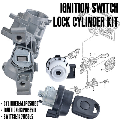 #ad #ad Ignition Switch Kit With Barrel Lock Cylinder For VW Jetta Golf Rabbit Seat Audi $31.99