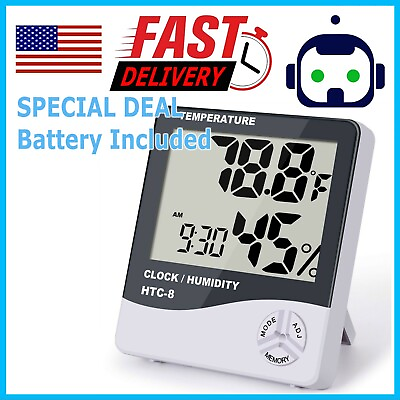 #ad Thermometer Indoor Digital LCD Hygrometer Temperature Humidity Meter Alarm Clock $5.75