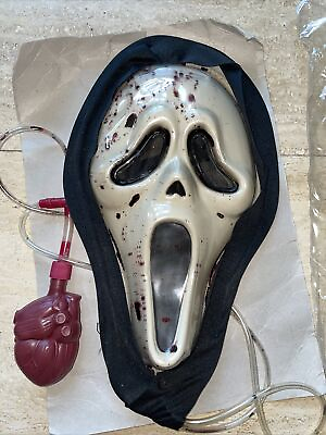 #ad Vintage SCREAM Mask Ghostface with Blood Pump Heart Original 90s Halloween $19.80