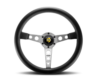 #ad Momo Prototipo Fits Steering Wheel 350 Mm Black Leather Wht Stitch Brshd $277.95