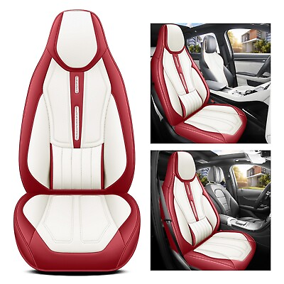 #ad Red Rain Universal Leather Car Seat Cover 11PCS Red and White Seat Covers $169.99