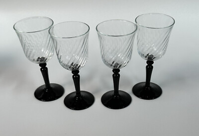 #ad Set of four Luminarc Domino Black Stem 4 in Claret Wine Glasses $19.00