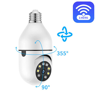 #ad 2.4G 5G Wifi Outdoor Light Bulb Security Camera Home Night Vision Wireless 1080P $67.99