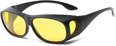 #ad HD Night Vision Glasses Men Women Driving Sports Wraparound Fit Over Anti Glare $9.99