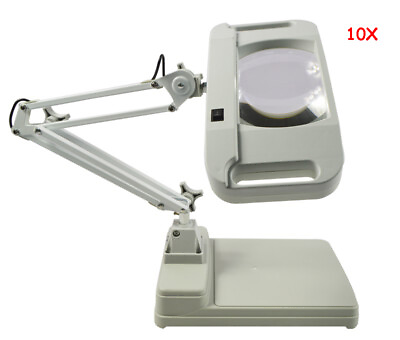 #ad 1pc 110V 10X Benchtop Magnifier Light Amplification Table Lamp Magnifying Glass $104.65