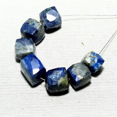 #ad 53.20cts Natural Lapis Lazuli Beads Loose Gemstone 7pcs Size 8x8mm To 11x11mm $6.99