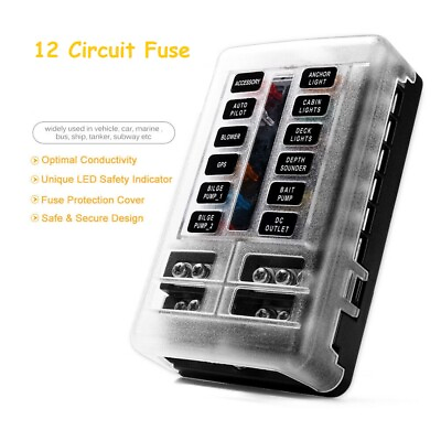 #ad 12 Way Fuse Box Circuit Standard Blade Block Holder For Car Boat Automotive NEW $17.99