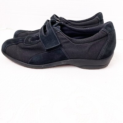 #ad MUNRO Joliet Black Suede Fabric Comfort Shoe Hook Loop Womens Size 8.5 $49.95