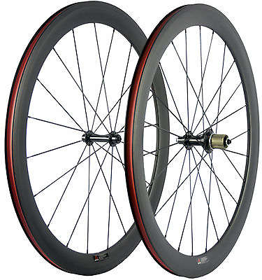 #ad 700C 50mm Clincher Carbon Fiber Wheels Road Bicycle Carbon Frontamp;Rear Wheelset $322.20