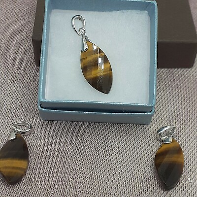 #ad Sterling silver 925 Tigers Eye Flat Twist Pendant A Grade Perfect gift GBP 16.45