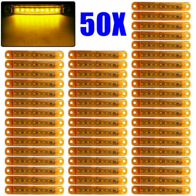 #ad 50x Amber 9 LED 24V Sealed Side Marker Clearance Light Car Truck Trailer Lorry $34.89
