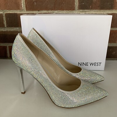 #ad Nine West Women#x27;s Tatiah Embellished Glam slip on high heel pump silver US 8.5 M $26.95