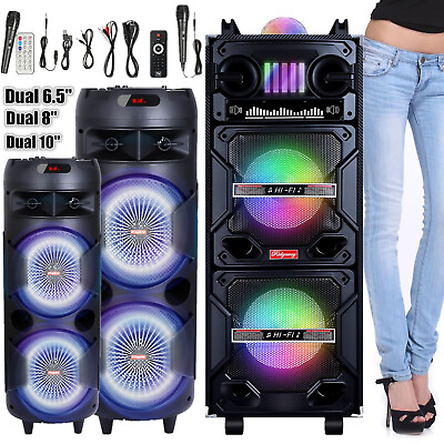 #ad 7000W Portable Bluetooth Speaker Sub Woofer Heavy Bass Sound System Party Mic $55.99