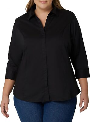 #ad Riders by Lee Indigo Women#x27;s Plus Size Easy Care ¾ Sleeve Woven Shirt $56.65