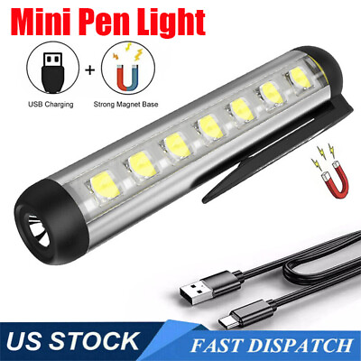 #ad Pen Light Mini LED Magnetic Rechargeable Work Light Flashlights Pocket Light US $7.82