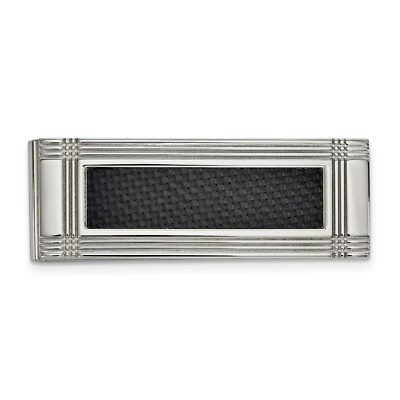 #ad #ad Stainless Steel Polished with Carbon Fiber Inlay Money Clip $31.82