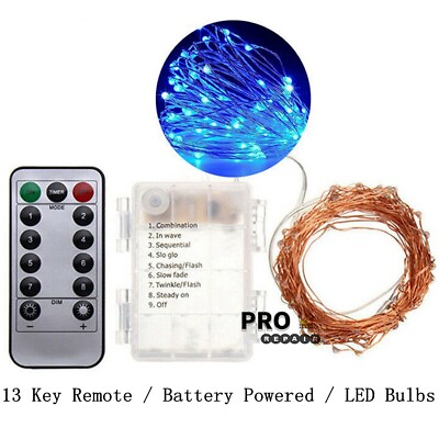 #ad 50 100 LEDs Battery Operated Mini LED Copper Wire String Fairy Lights Remote $9.49