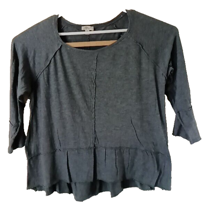 #ad Style amp; Co. Woman#x27;s Shirt 2X Shadow Gray Round Neck 3 4 Sleeve Stretch Fabric $18.95