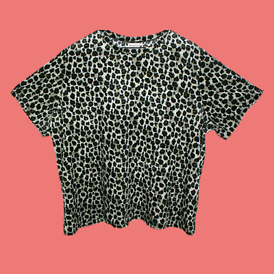 #ad Crossroads Women#x27;s Shirt Plush Formal Leopard Print Poly Cotton Acetate Size 2X $12.99