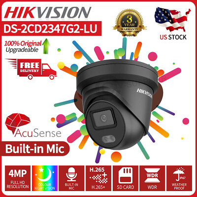 #ad Genuine Hikvision 4MP DS 2CD2347G2 LU IP Camera Black 2pcs 4pcs 8pcs 10pcs Lot $359.39