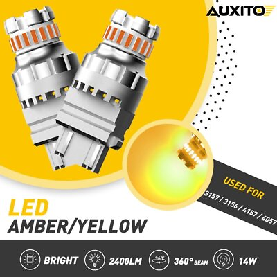 #ad 3157 3156 LED Amber Yellow Turn Signal Parking DRL Error Free Light Bulbs 2400LM $12.91