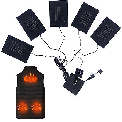 #ad 5 In 1 USB Electric Heating Pad Jacket Vest Clothes Heater Warmer Sheet 3 Gear $8.73