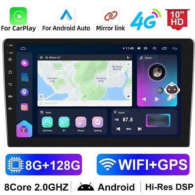 #ad 10quot; 8G128G 8Core Android 13.0 Double 2Din Car Stereo Radio CarPlay GPS 4G HiRes $209.99