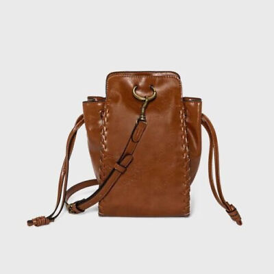 #ad Universal Thread Drawstring Crossbody Bag Leather Brown $16.99