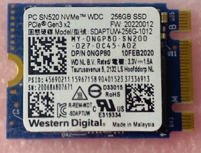 #ad Western Digital SN520 256GB M.2 NVME 2230 SSD SDAPTUW 256G 1012 $18.50