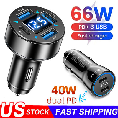 #ad 65W Fast Charge USB PD Type C Car Charger Adapter For iPhone 15 14 13 12 Pro Max $8.99