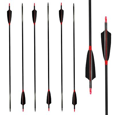 #ad Carbon Archery Arrows 500 Spine with Real Feathers for Compound Recurve Bow ... $65.68