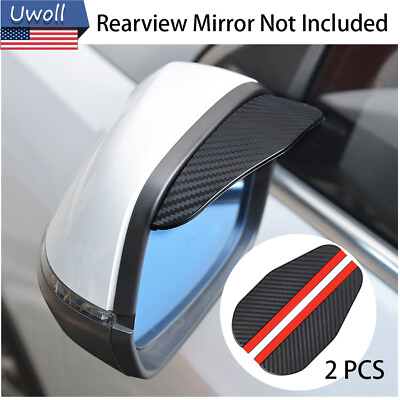 #ad 2X Carbon Fiber Car Rear View Side Mirror Rain Board Sun Visor Eyebrow Guard $6.41
