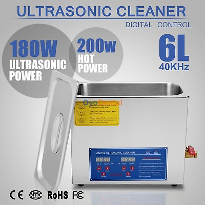 6L QT DIGITAL HEATED INDUSTRIAL ULTRASONIC PARTS CLEANER Stainless Steel 380W CE $359.00