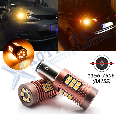 #ad 2pcs 1156 P21W 7506 1156A Amber Yellow 30 SMD LED Bulbs for Turn Signal Light $13.76