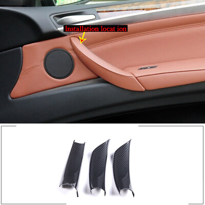 3 Door Inner Handle Pull Carrier Carbon Fiber Cover for BMW E70 X5 E71 2006 2014 $32.99