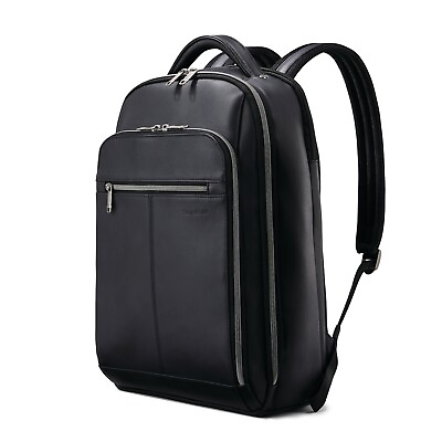 #ad NEW Classic Samsonite Leather Backpack Black $135.00