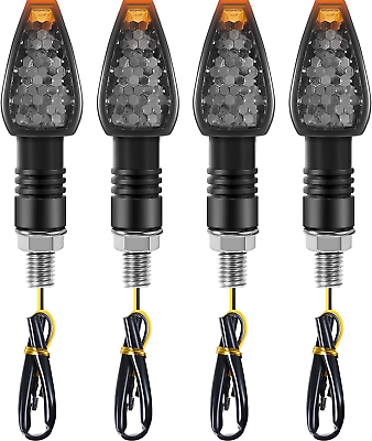 #ad 4 Pieces Motorcycle Turn Signal Lights Indicators Flowing 14 LED 12V Motorbike L $34.09