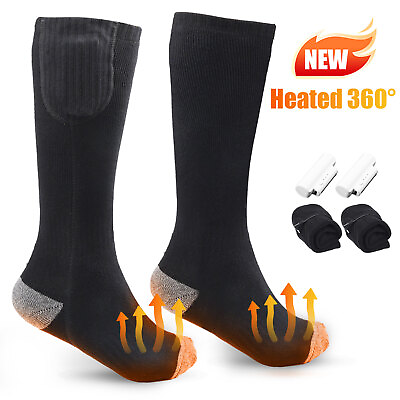 #ad Electric Heated Socks Rechargeable Battery Winter Thermal Warm Skiing w Battery $13.99