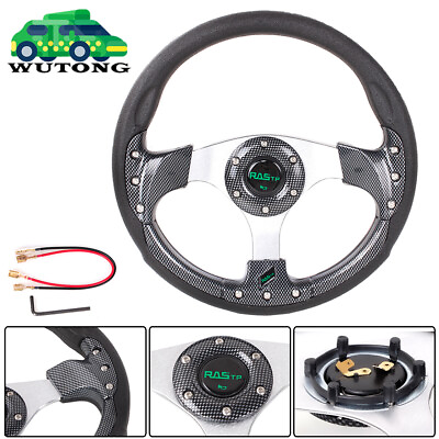 #ad 12.5quot; Carbon Fiber Golf Cart Steering Wheel For EZGO TXT RXV Yamaha and Club Car $29.85