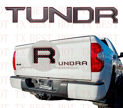 #ad 3D Tailgate Insert Letters for Toyota Tundra 2014 2021 Black Fiber Red outline $20.89