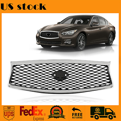 #ad Chrome Upper Grille Fit For Infiniti Q50 2014 2017 JDM Style Front Bumper Grill $39.90