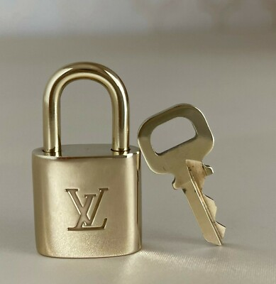 #ad LOUIS VUITTON PadLock Lock amp; Key Brass Gold Authentic Number random $31.95