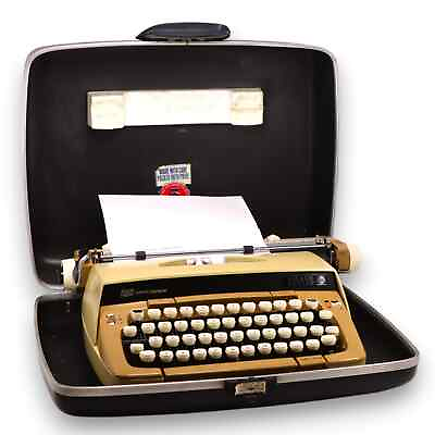 #ad Smith Corona 1974 Galaxie Twelve XII 2 Tone Tan Yellow Manual Typewriter $165.75