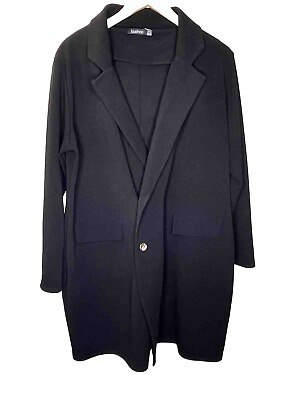 #ad BooHoo black Long sleeve tailored blazer jacket size 18 $19.99