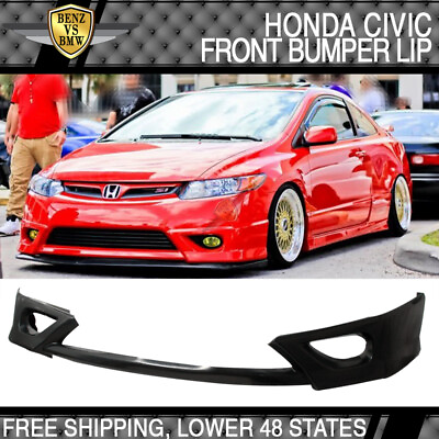 #ad Fits 06 08 Honda Civic Coupe HF P Style PU Front Bumper Lip Spoiler Bodykit $109.99