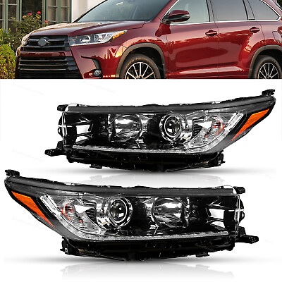 #ad Headlights Pair W LED DRL Projector Headlamps Fits 2017 2019 Toyota Highlander $189.96