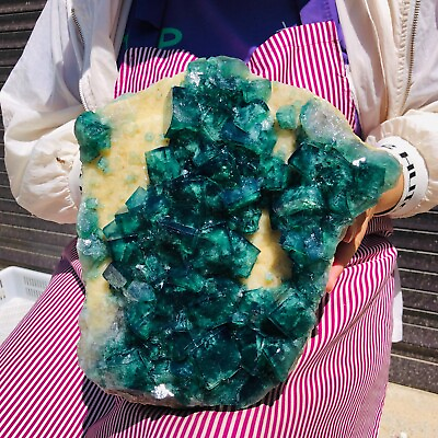 #ad 15.88LB Natual Cubic Green FLUORITE Quartz Crystal Mineral Specimen Healing $380.00